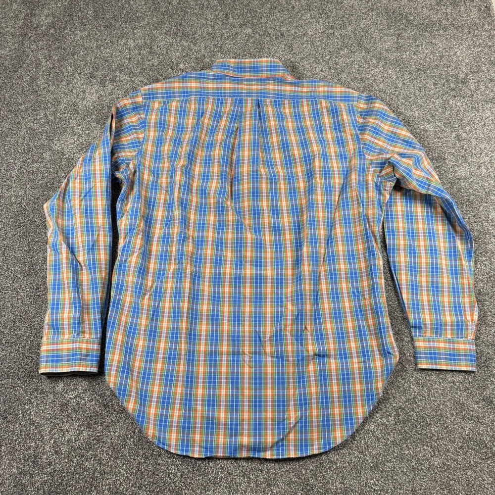 Polo Ralph Lauren Button Down 16 34/35 Blue Orange Plaid Classic Fit Long Sleeve - Picture 6 of 6